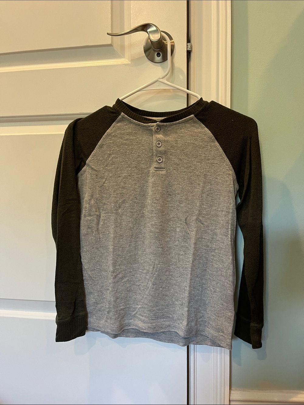 Umi Boys Gray Body with Black Raglan Long Sleeve Henley